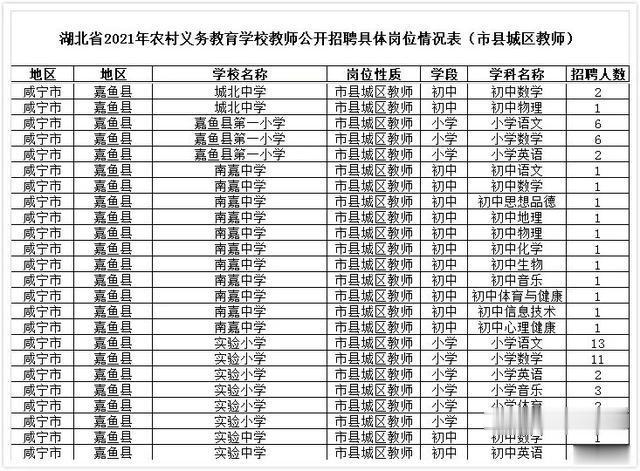 咸安区初中最新招聘信息概览